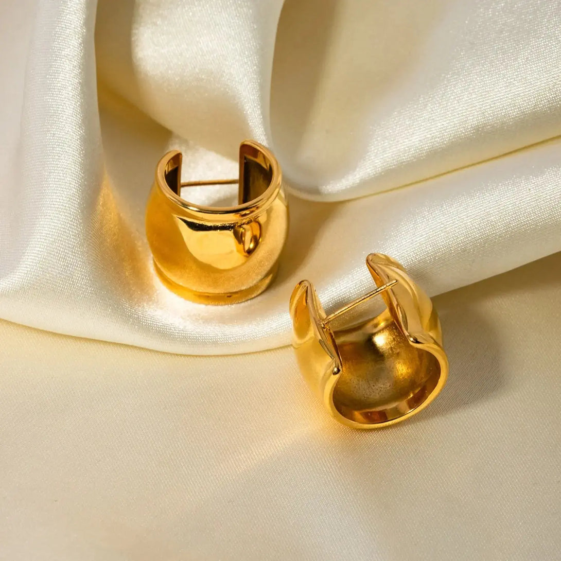 Lovcia Stainless Steel C-Hoop Earrings-Earrings-Gold-One Size-Gold