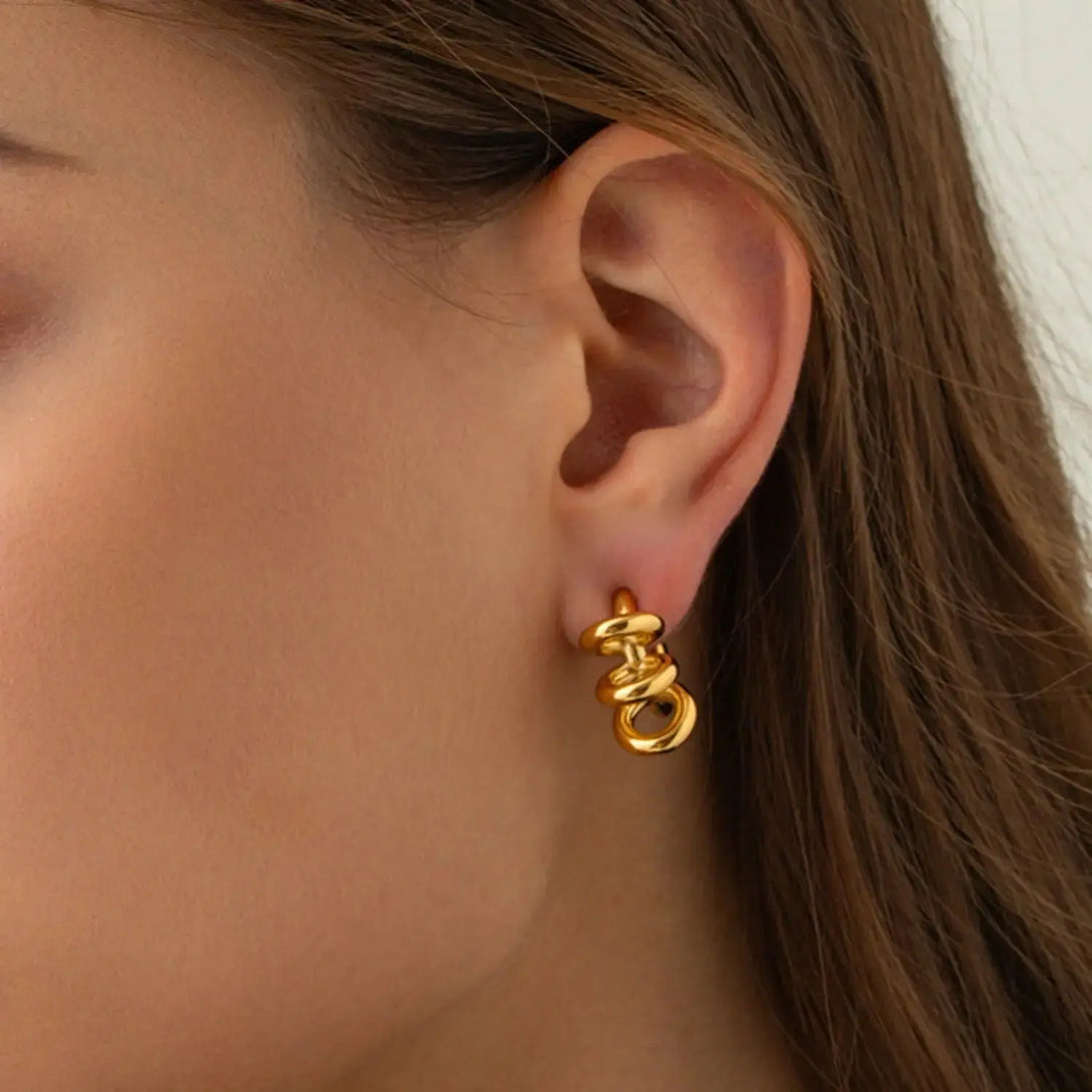 Lovcia Stainless Steel C-Hoop Earrings-Earrings-Gold-One Size-Gold