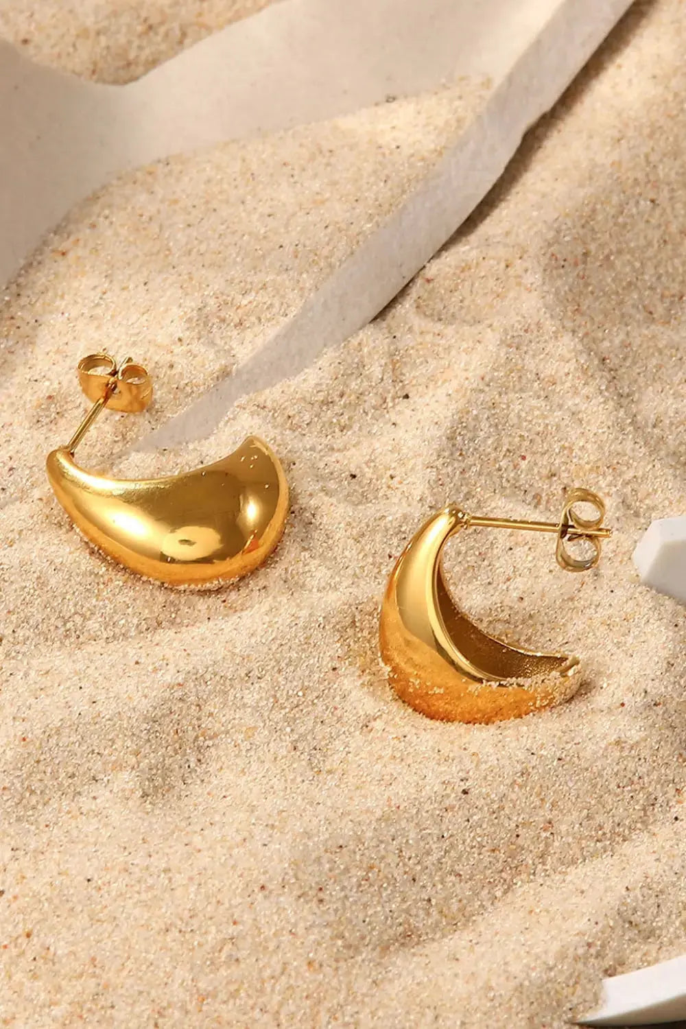 Lovcia Stainless Steel C-Hoop Earrings-Earrings-Gold-One Size-Gold