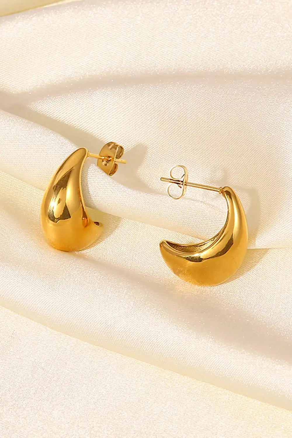 Lovcia Stainless Steel C-Hoop Earrings-Earrings-Gold-One Size-Gold