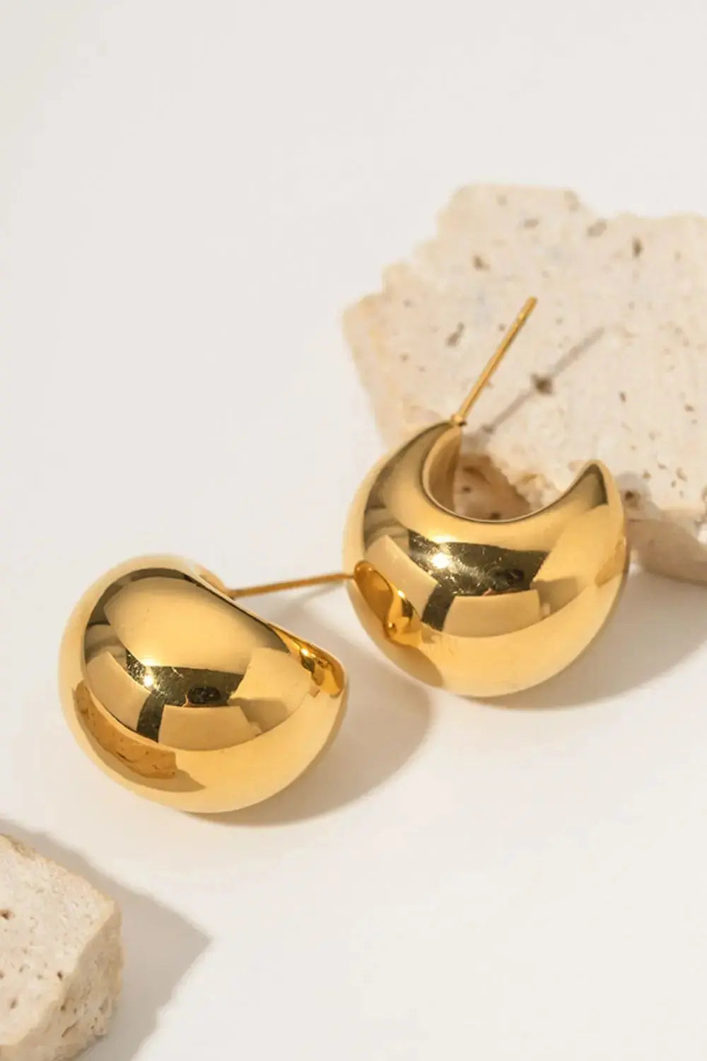 Lovcia Stainless Steel C-Hoop Earrings-Earrings-Gold-One Size-Gold