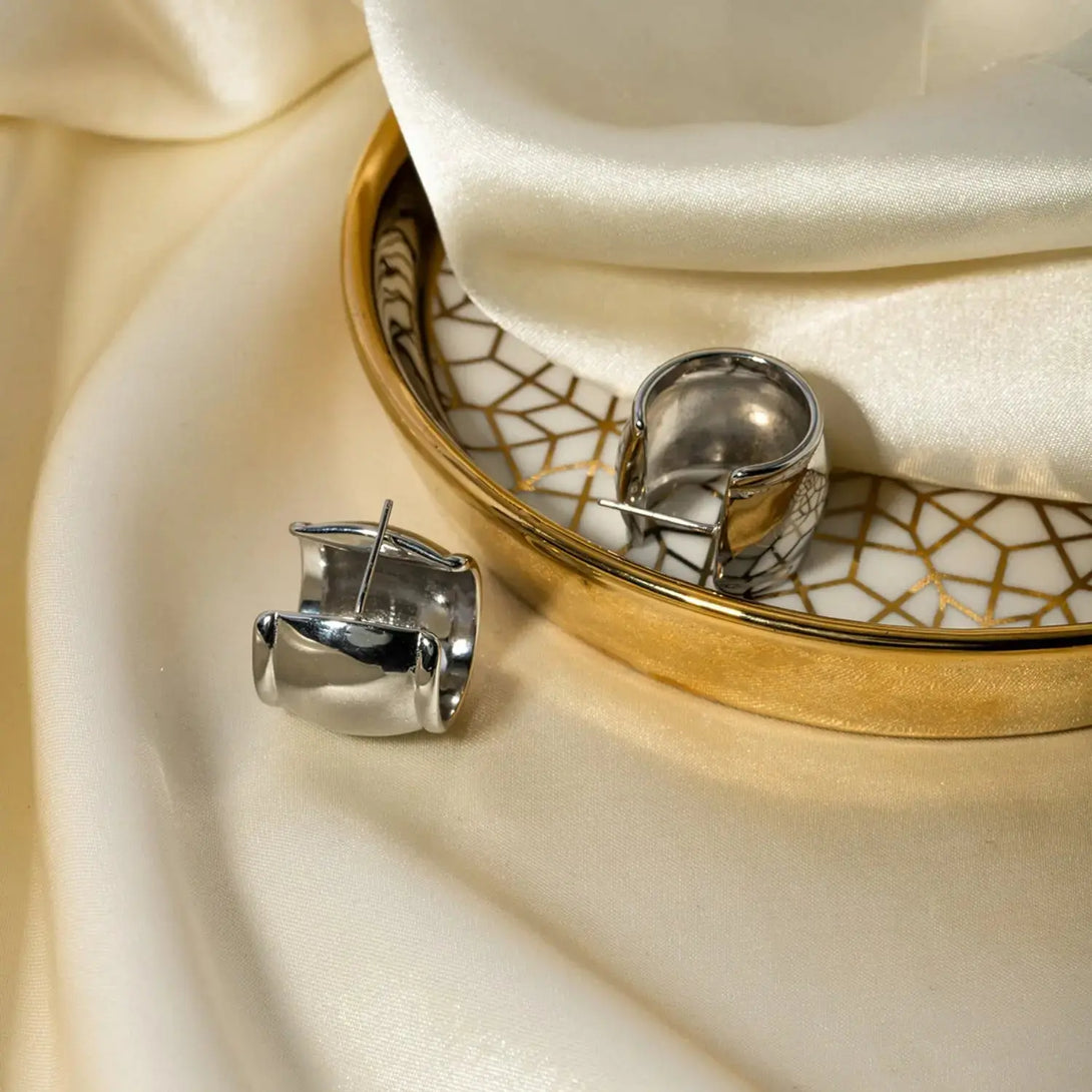 Lovcia Stainless Steel C-Hoop Earrings-Earrings-Gold-One Size-Gold