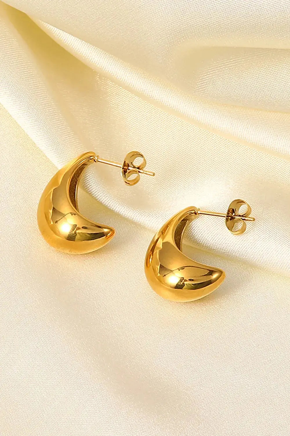 Lovcia Stainless Steel C-Hoop Earrings-Earrings-Gold-One Size-Gold
