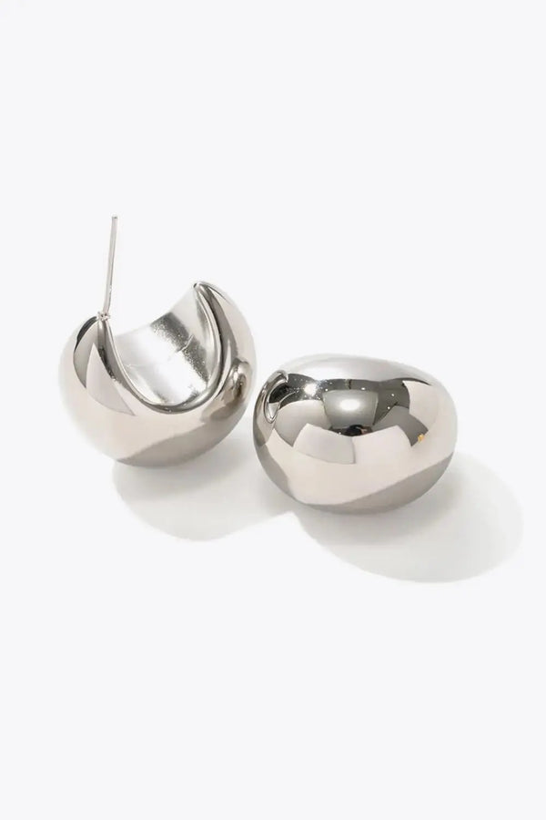 Lovcia Stainless Steel C-Hoop Earrings-Earrings-Silver-One Size-Silver
