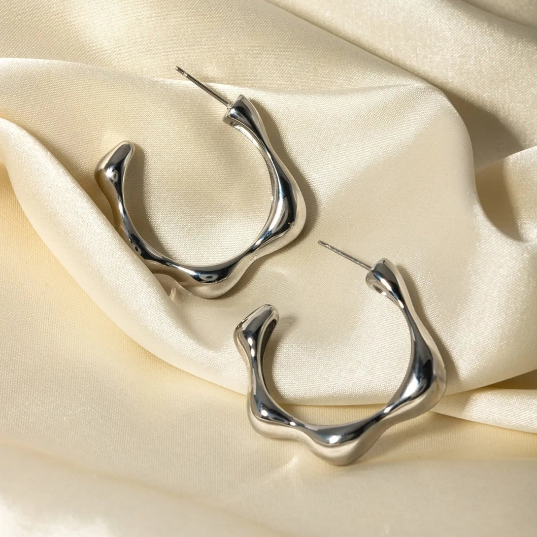 Lovcia Stainless Steel C-Hoop Earrings-Earrings-Silver-One Size-Silver