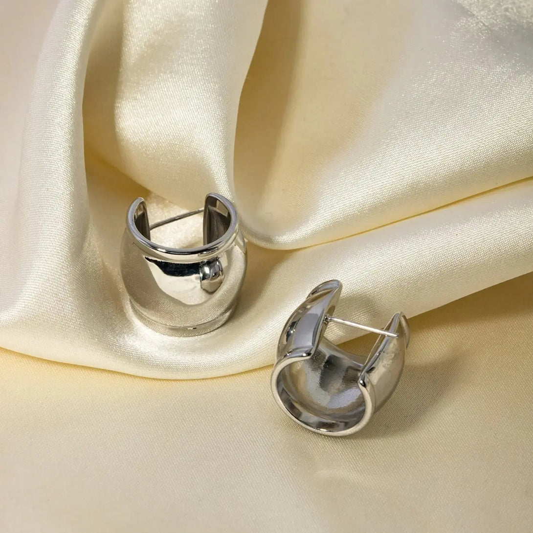 Lovcia Stainless Steel C-Hoop Earrings-Earrings-Silver-One Size-Silver