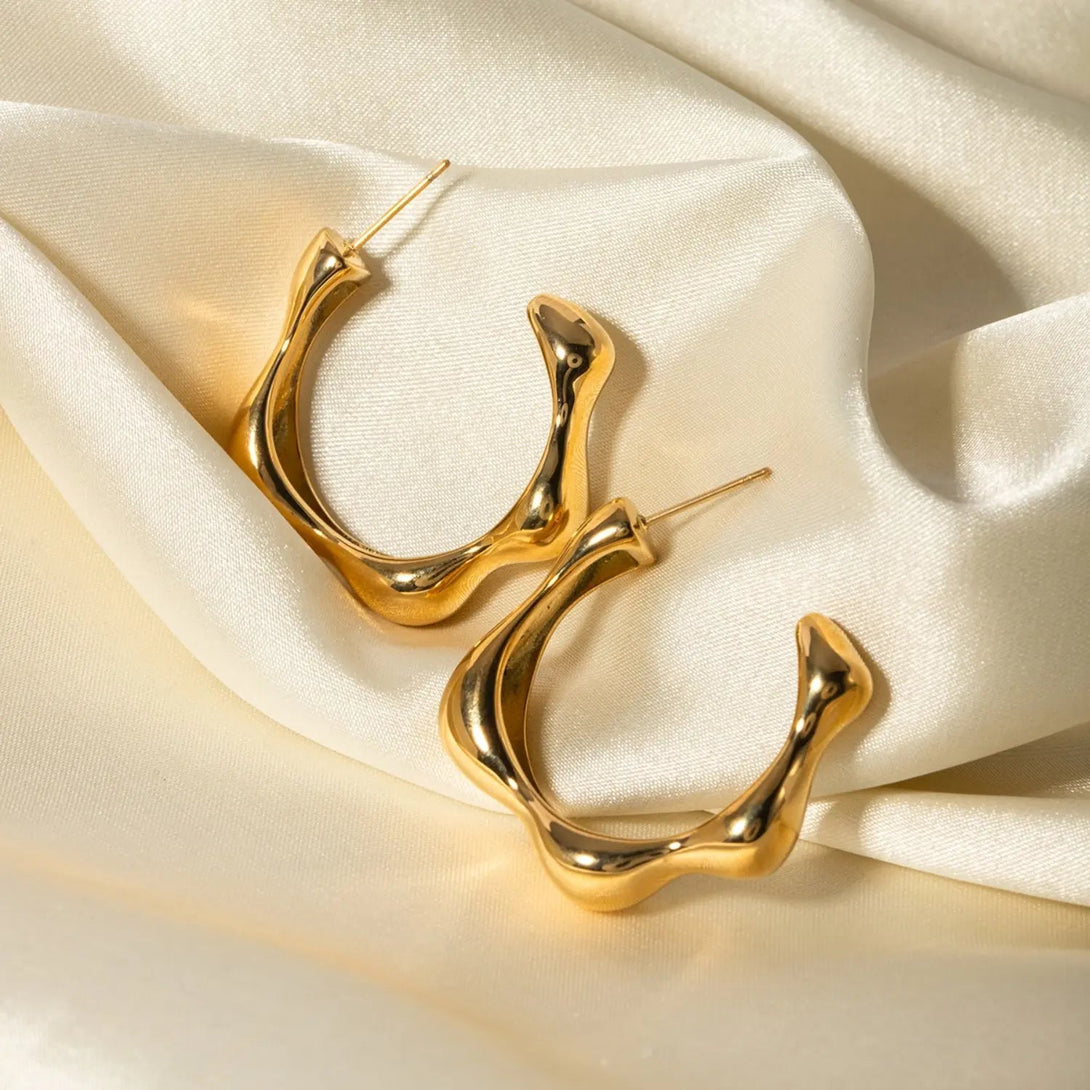 Lovcia Stainless Steel C-Hoop Earrings-Earrings-Silver-One Size-Silver