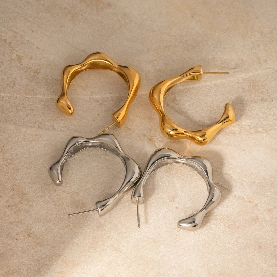 Lovcia Stainless Steel C-Hoop Earrings-Earrings-Silver-One Size-Silver