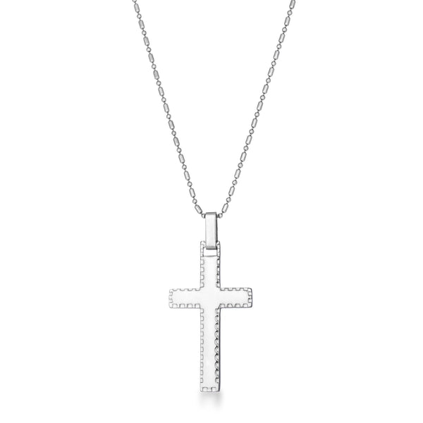 Lovcia Stainless Steel Cross Pendant Necklace with 18 Inch Beaded Chain-Necklaces-