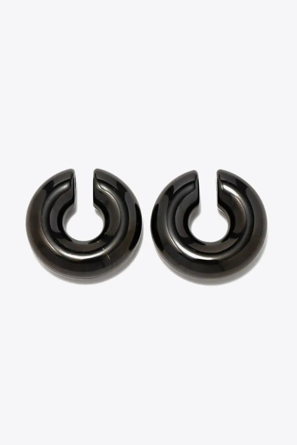 Lovcia Stainless Steel Cuff Earrings-Earrings-Black-One Size-Black