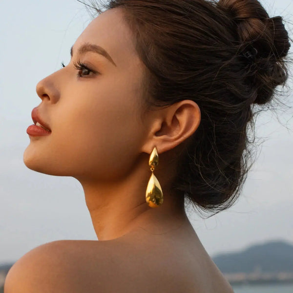 Lovcia Stainless Steel Dangle Earrings-Earrings-Gold-One Size-Gold