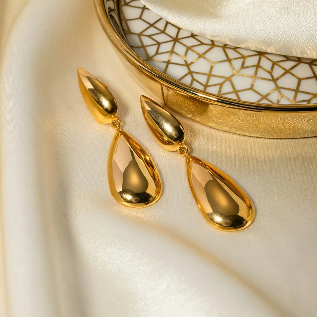 Lovcia Stainless Steel Dangle Earrings-Earrings-Gold-One Size-Gold