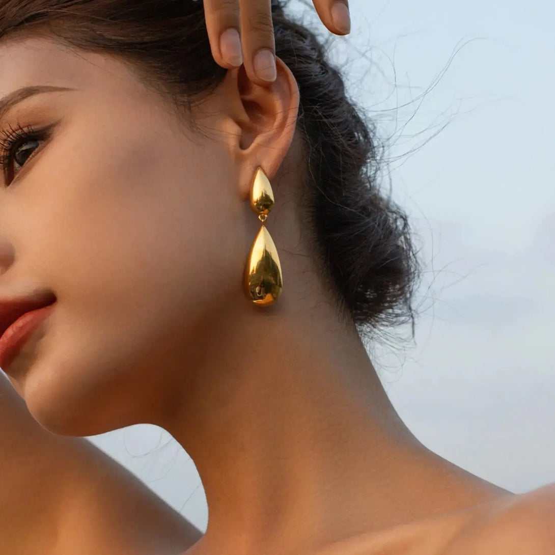 Lovcia Stainless Steel Dangle Earrings-Earrings-Gold-One Size-Gold