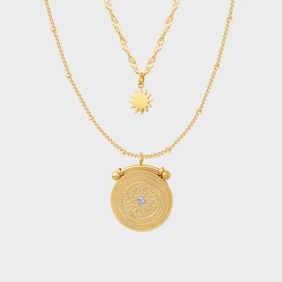 Lovcia Stainless Steel Double-Layered Necklace-Necklaces-Gold-One Size-Gold