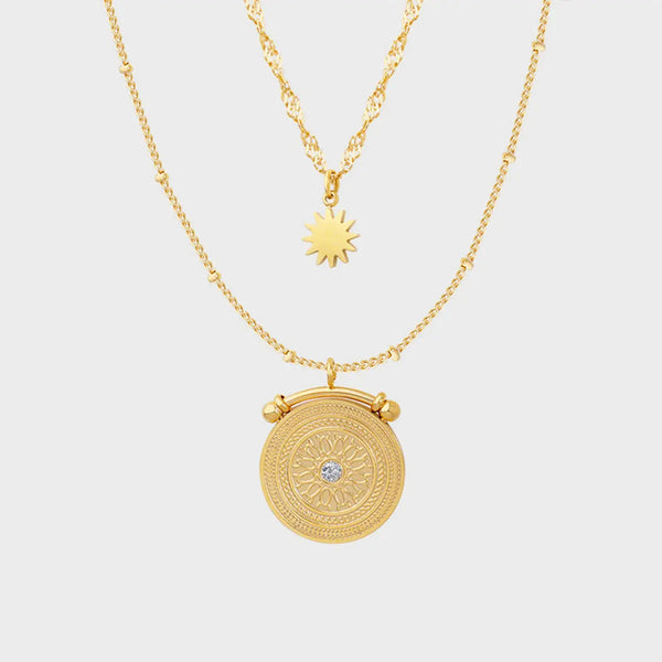 Lovcia Stainless Steel Double-Layered Necklace-Necklaces-Gold-One Size-Gold