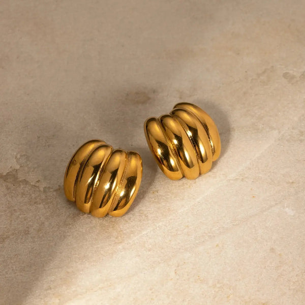 Lovcia Stainless Steel Geometric Stud Earrings-Earrings-Gold-One Size-Gold