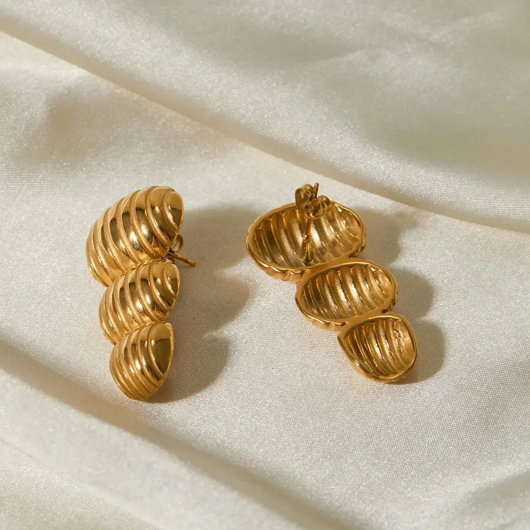 Lovcia Stainless Steel Geometric Stud Earrings-Earrings-Gold-One Size-Gold