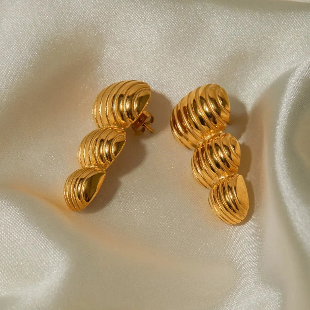 Lovcia Stainless Steel Geometric Stud Earrings-Earrings-Gold-One Size-Gold
