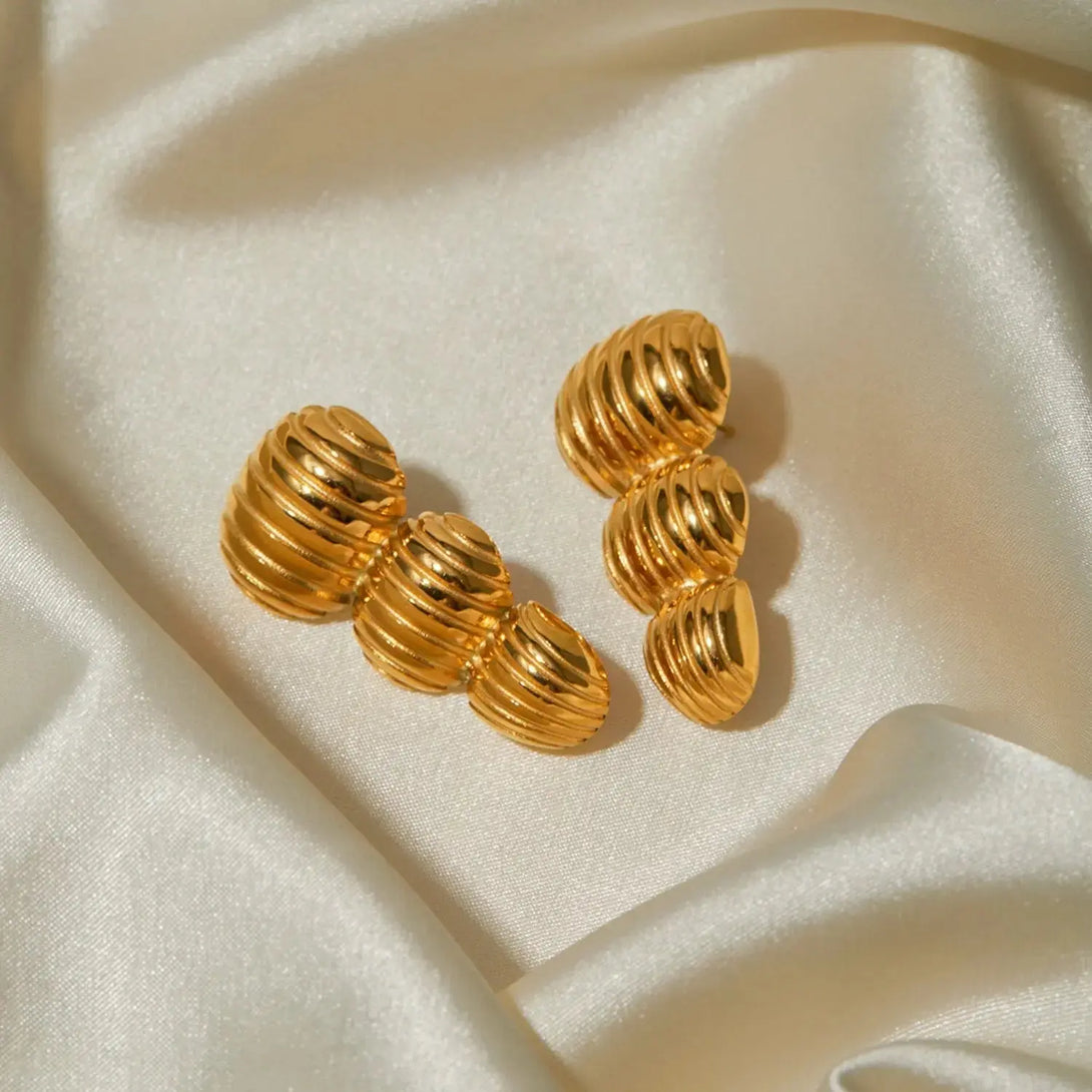 Lovcia Stainless Steel Geometric Stud Earrings-Earrings-Gold-One Size-Gold