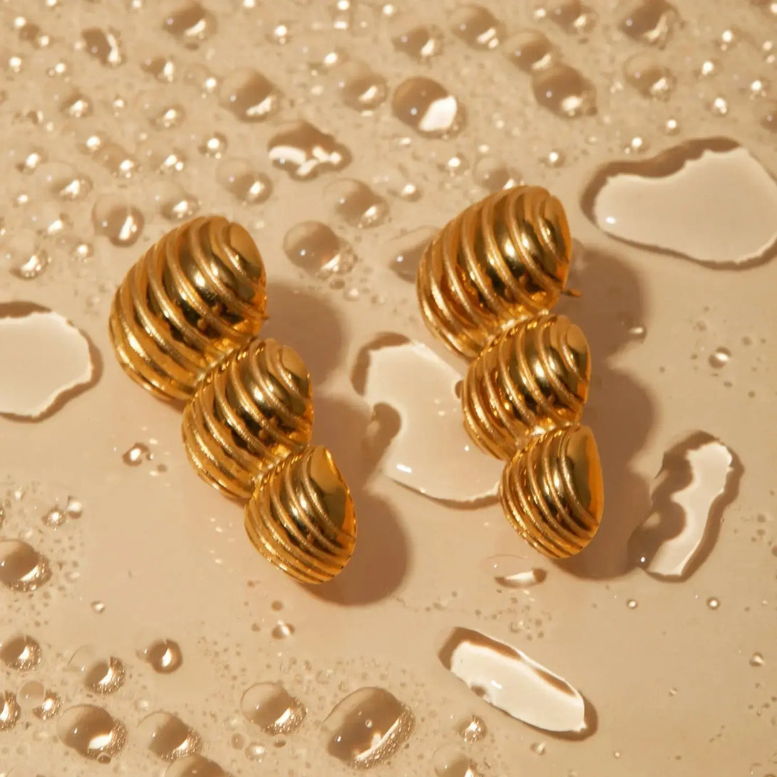 Lovcia Stainless Steel Geometric Stud Earrings-Earrings-Gold-One Size-Gold