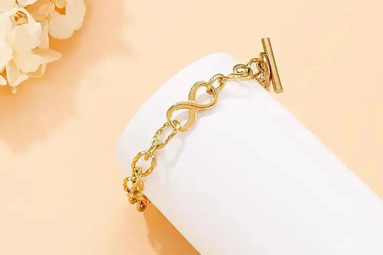 Lovcia Stainless Steel Heart and Infinity Link Chain Bracelets for Women and Men-Bracelets-Golden Love-Golden Love