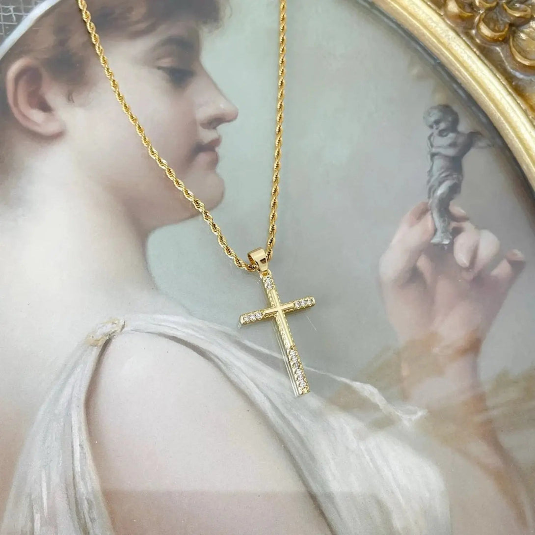 Lovcia Stainless Steel Inlaid Zircon Cross Necklace-Necklaces-Style A-One Size-Style A