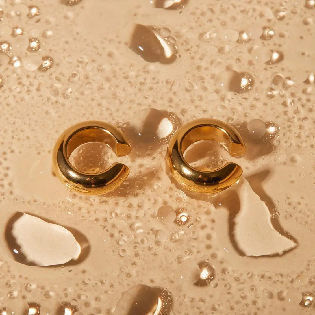 Lovcia Stainless Steel Letter C Shape Clip On Earrings-Earrings-Gold-One Size-Gold