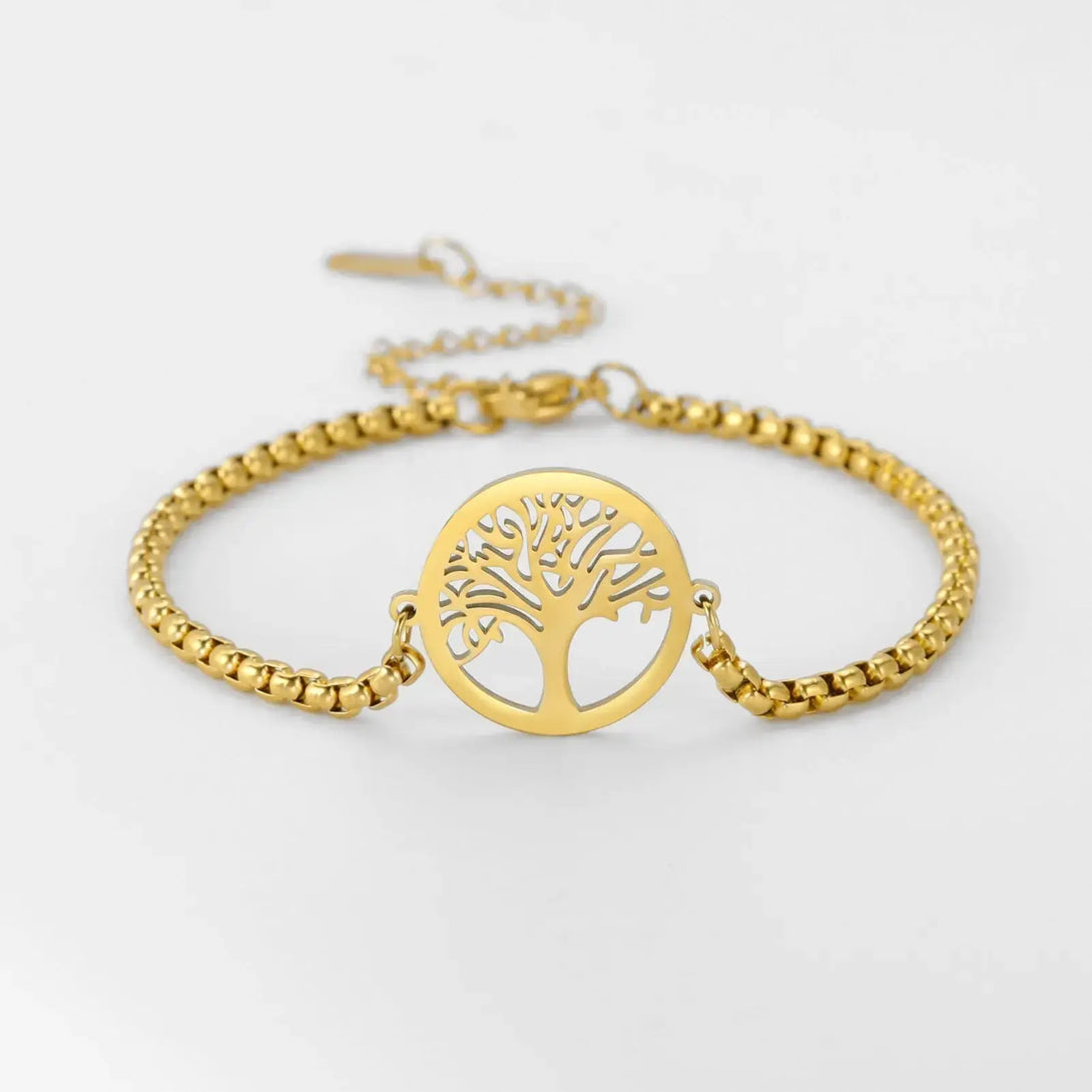 Lovcia Stainless Steel Modern Style Life Tree Pendant Bracelet for Women and Men-Bracelets-Silver-Silver