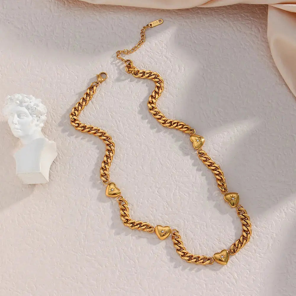 Lovcia Stainless Steel Plated 18k Gold Cuban Chain Necklace-Necklaces-Gold-Gold