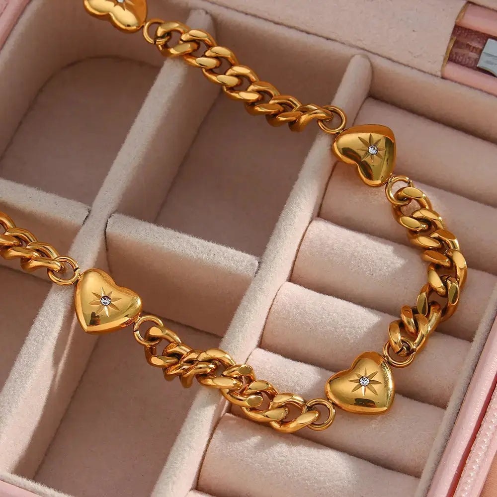 Lovcia Stainless Steel Plated 18k Gold Cuban Chain Necklace-Necklaces-Gold-Gold