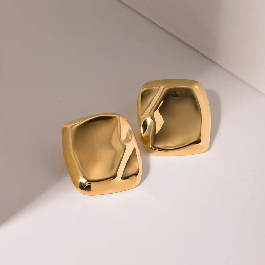 Lovcia Stainless Steel Square Stud Earrings-Earrings-Gold-One Size-Gold