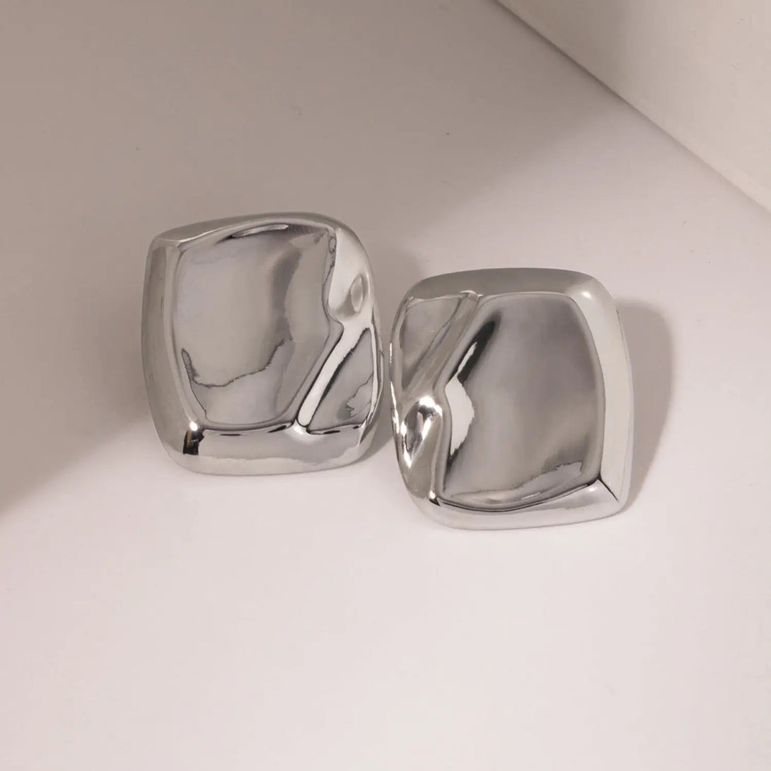 Lovcia Stainless Steel Square Stud Earrings-Earrings-Silver-One Size-Silver