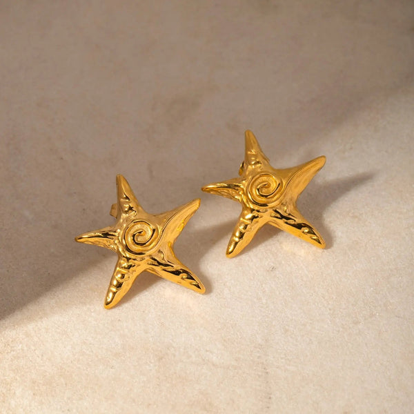 Lovcia Stainless Steel Star Shape Earrings-Earrings-Gold-One Size-Gold