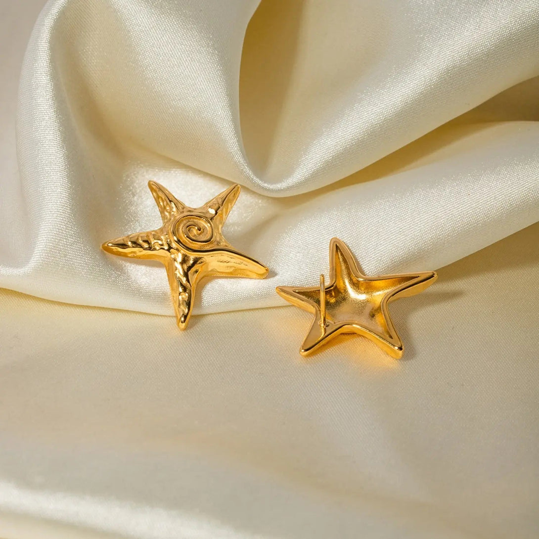 Lovcia Stainless Steel Star Shape Earrings-Earrings-Gold-One Size-Gold