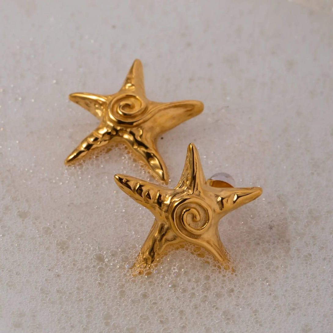 Lovcia Stainless Steel Star Shape Earrings-Earrings-Gold-One Size-Gold