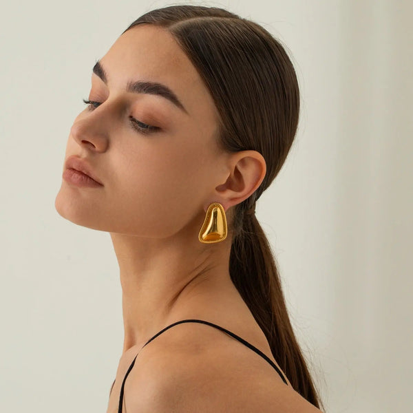 Lovcia Stainless Steel Stud Earrings-Earrings-Gold-One Size-Gold