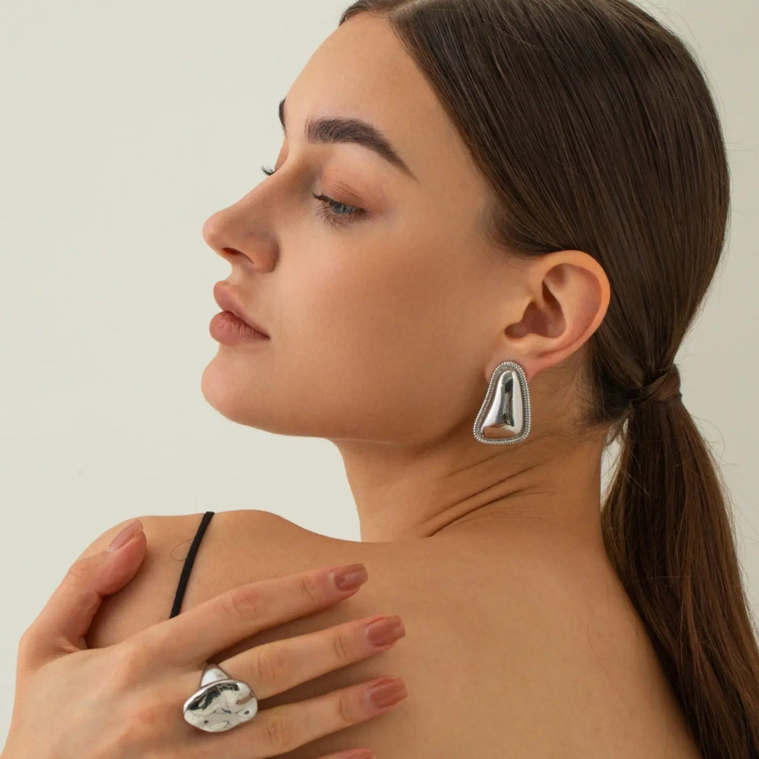 Lovcia Stainless Steel Stud Earrings-Earrings-Gold-One Size-Gold