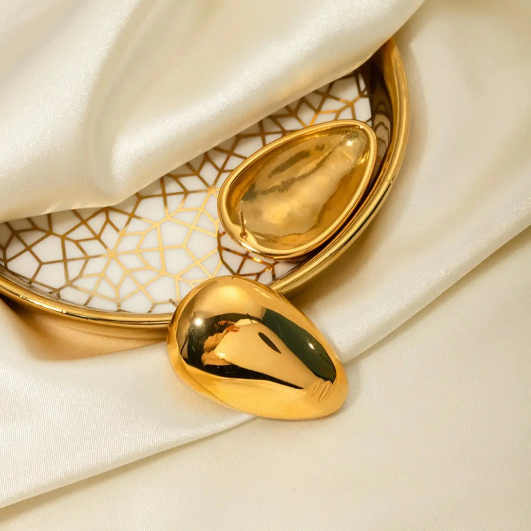 Lovcia Stainless Steel Teardrop Stud Earrings-Earrings-Gold-One Size-Gold
