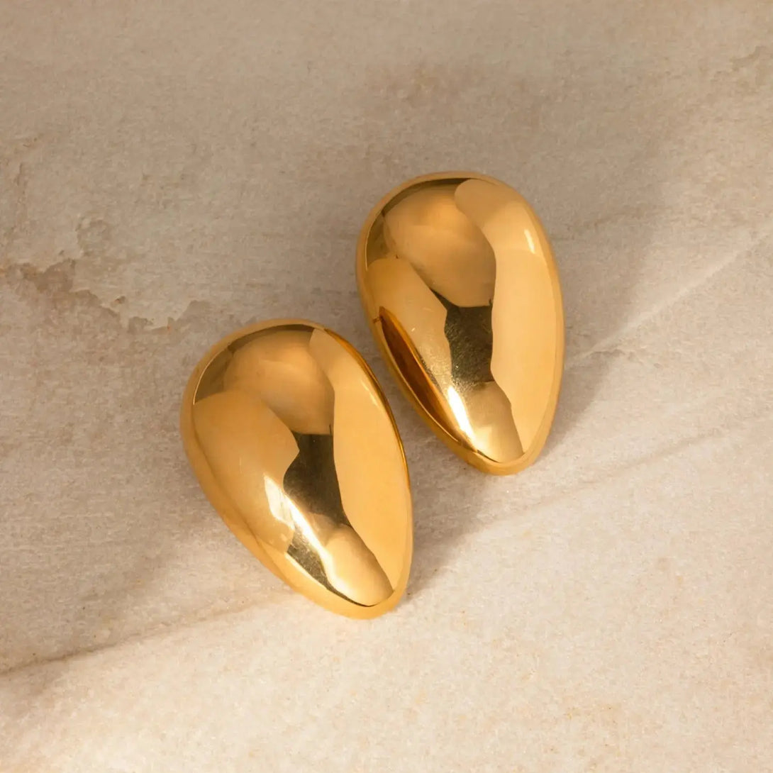 Lovcia Stainless Steel Teardrop Stud Earrings-Earrings-Gold-One Size-Gold