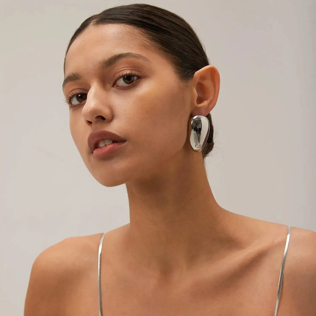 Lovcia Stainless Steel Teardrop Stud Earrings-Earrings-Gold-One Size-Gold