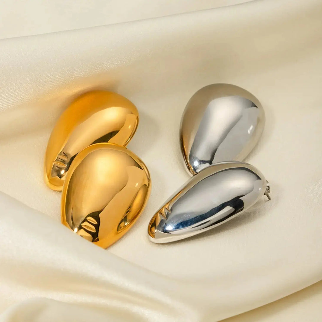 Lovcia Stainless Steel Teardrop Stud Earrings-Earrings-Gold-One Size-Gold