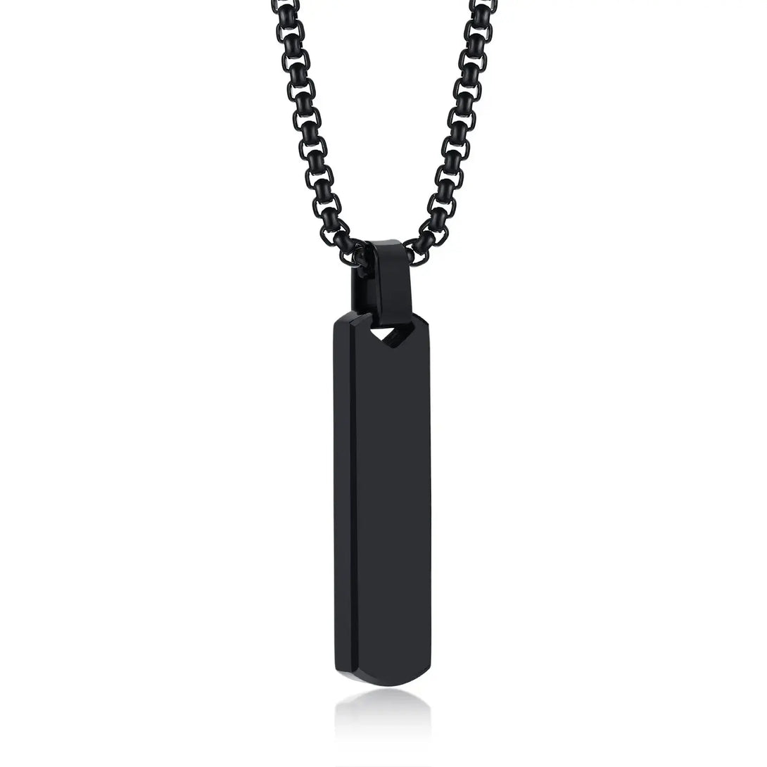 Lovcia Stainless Steel Three-dimensional Rectangular Geometric Necklace For Men-Necklaces-Black-Black