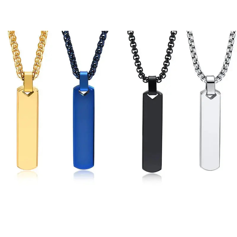 Lovcia Stainless Steel Three-dimensional Rectangular Geometric Necklace For Men-Necklaces-Black-Black