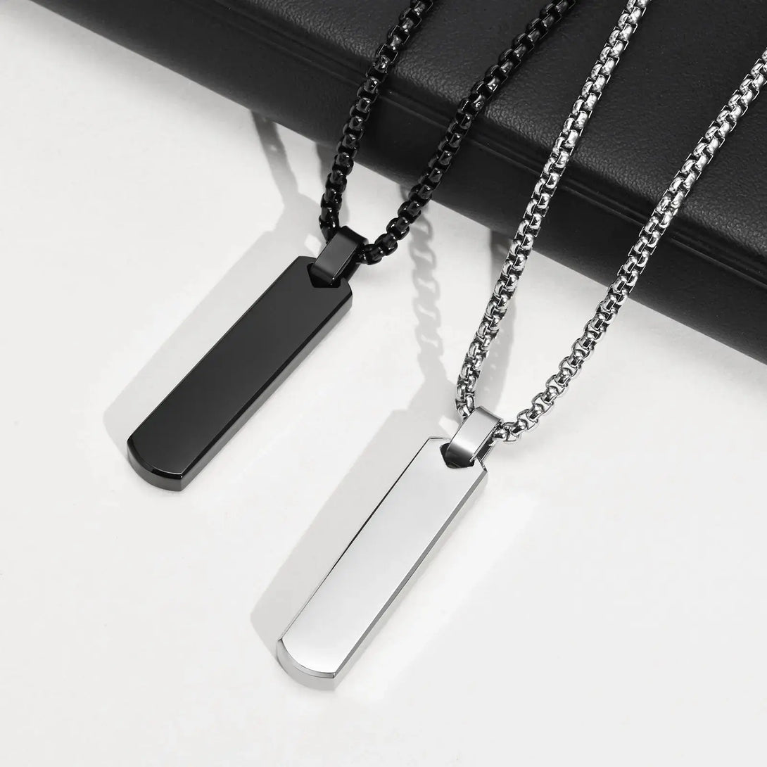 Lovcia Stainless Steel Three-dimensional Rectangular Geometric Necklace For Men-Necklaces-Black-Black