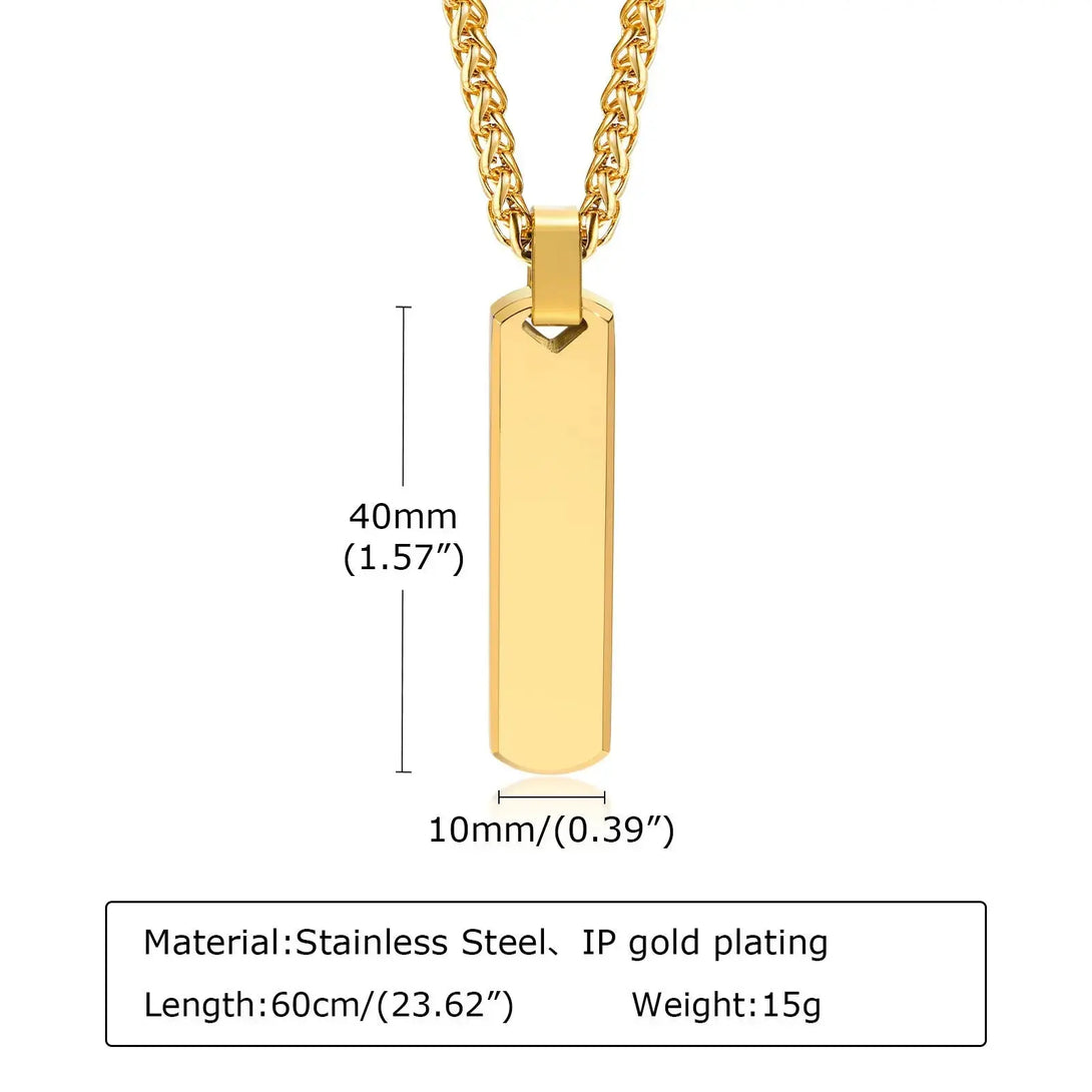 Lovcia Stainless Steel Three-dimensional Rectangular Geometric Necklace For Men-Necklaces-Gold-Gold