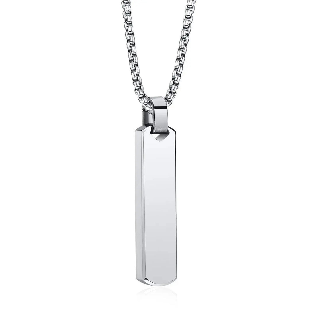 Lovcia Stainless Steel Three-dimensional Rectangular Geometric Necklace For Men-Necklaces-Silvery-Silvery