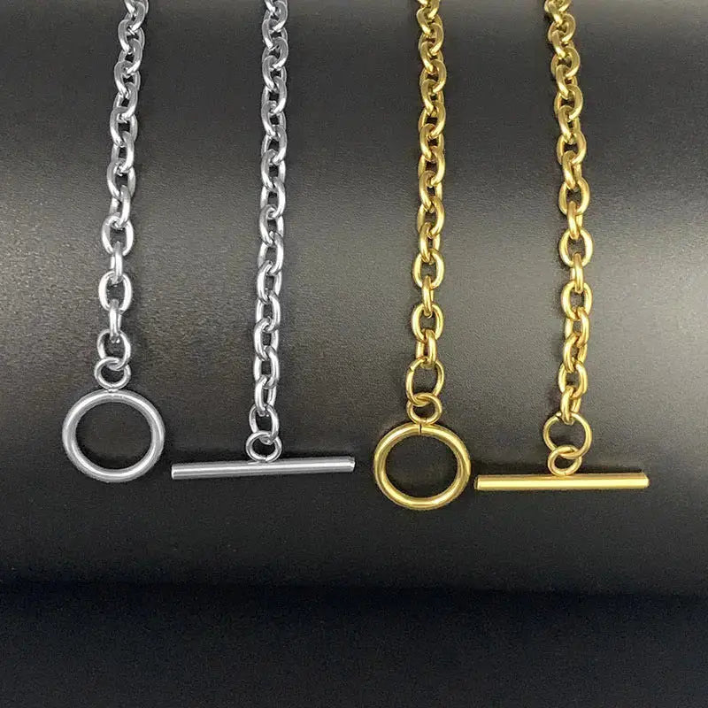 Lovcia Stainless Steel Vacuum Gold OT Chain Necklace Geometry-Necklaces-Gold-45cm-Gold