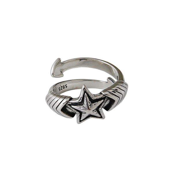 Lovcia Star Arrow V 925 Sterling Silver Adjustable Ring-Rings-Vintage-Vintage