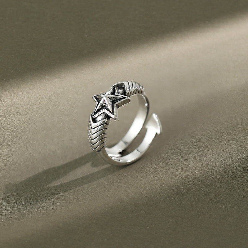 Lovcia Star Arrow V 925 Sterling Silver Adjustable Ring-Rings-Vintage-Vintage
