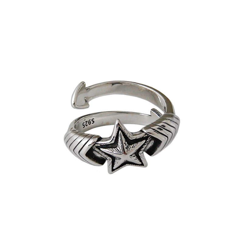Lovcia Star Arrow V 925 Sterling Silver Adjustable Ring-Rings-Vintage-Vintage